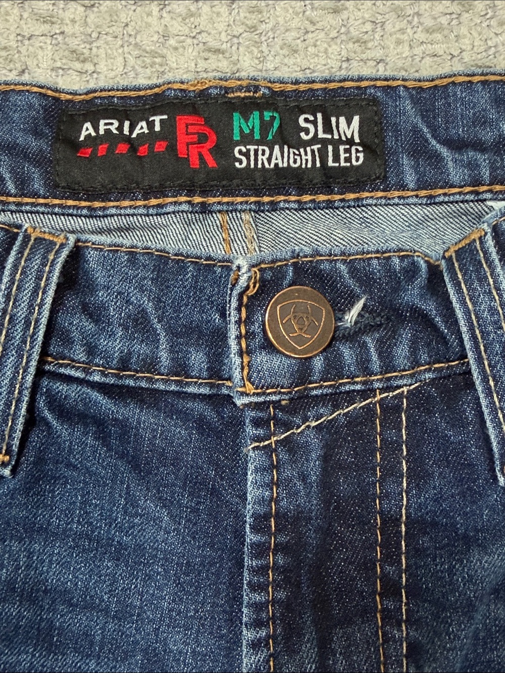 Mens Ariat Fire Resistant M7 Slim Straight Leg Jean Calville Sales Sample Jeans - Picture 7 of 15